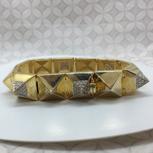 Noir jewelry pave crystal pyramid bracelet gold
